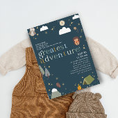 Groot avontuurlijk jongetje marinblauw Baby shower Kaart