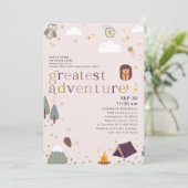 Groot avontuurlijk meisje met zacht roze Baby show Kaart (Staand voorkant)