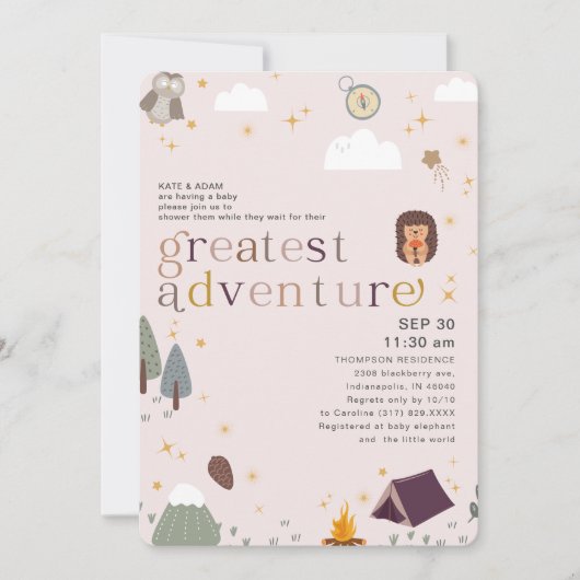 Groot avontuurlijk meisje met zacht roze Baby show Kaart (Voorkant)