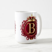 Groot B-monogram op rode fluweel Koffiemok (Voorkant rechts)
