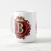 Groot B-monogram op rode fluweel Koffiemok (Voorkant links)