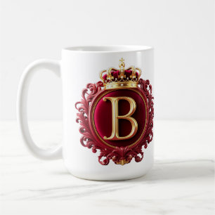 Groot B-monogram op rode fluweel Koffiemok