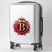 Groot B-monogram op rode fluweel Sticker (Koffer)