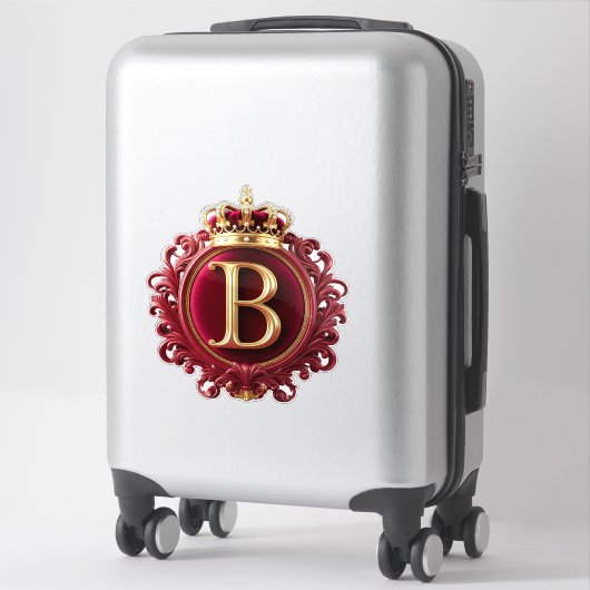 Groot B-monogram op rode fluweel Sticker (Koffer)