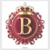 Groot B-monogram op rode fluweel Sticker (Vel)