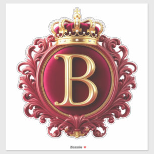Groot B-monogram op rode fluweel Sticker