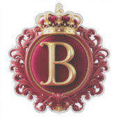 Groot B-monogram op rode fluweel Sticker (Voorkant)