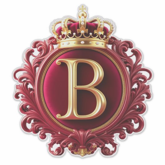 Groot B-monogram op rode fluweel Sticker (Voorkant)