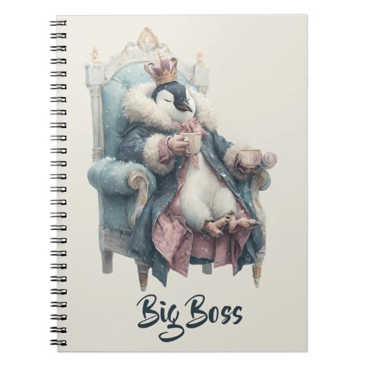 Groot-Baas Winter Pinguïn Ontwerp Notitieboek (Voorkant)