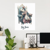 Groot-Baas Winter Pinguïn Ontwerp Poster (Thuiskantoor)