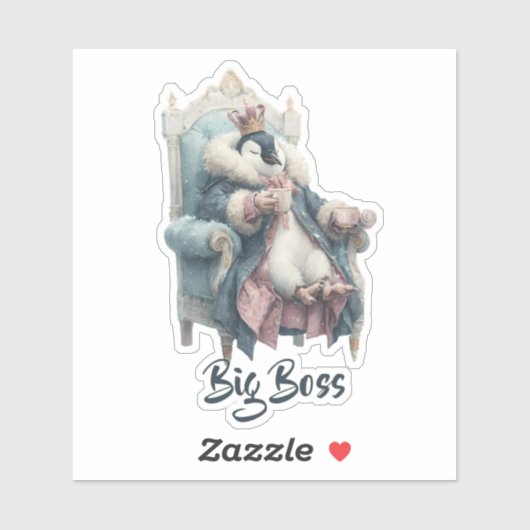 Groot-Baas Winter Pinguïn Ontwerp Sticker (Vel)