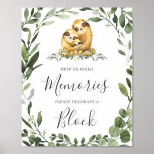 Groot Baby shower Decorate a Block Sign Poster