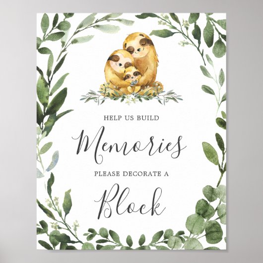 Groot Baby shower Decorate a Block Sign Poster (Voorkant)