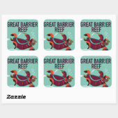 Groot-barrièrerif vintage-reisposter. vierkante sticker (Vel)