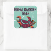 Groot-barrièrerif vintage-reisposter. vierkante sticker (Tas)