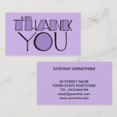 Groot bedankt paars Visitekaartje (Voorkant / Achterkant)