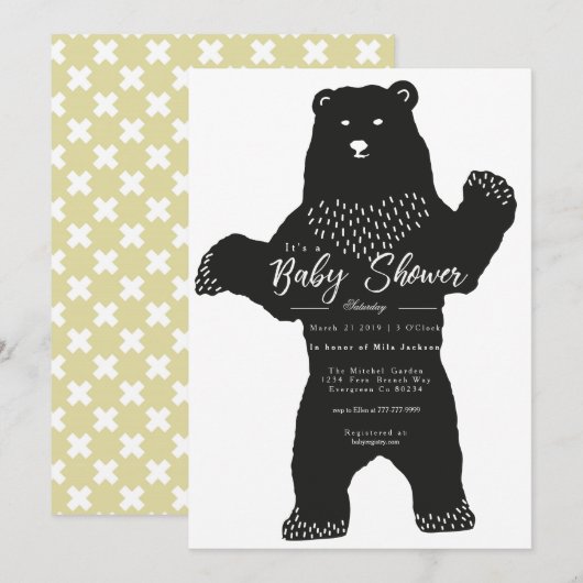 Groot Beer Baby shower uitnodigen Kaart (Voorkant / Achterkant)