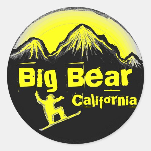 Groot Beer Californië geel snowboard stickers (Voorkant)