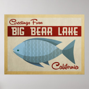 Groot Beer Lake Blue Fish Vintage Travel Poster