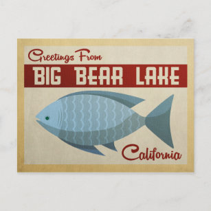 Groot Beer Lake Briefkaart Blue Fish Vintage Trave