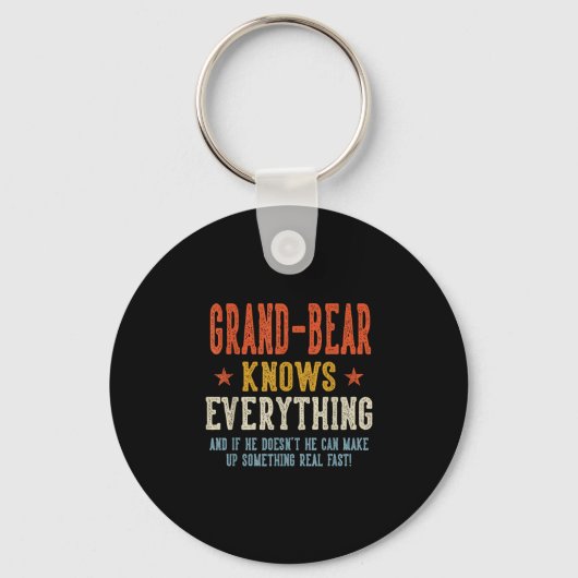 Groot-beer weet alles vaderdag retro sleutelhanger (Voorkant)