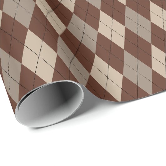 Groot Beige en Bruin Argyle Inpakpapier (Rol Hoek)