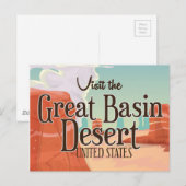 Groot-Bekkenwoestijn vintage reisposter. Briefkaart (Voorkant / Achterkant)