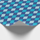 Groot Blauw Argyle Inpakpapier (Hoek)