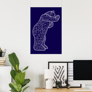 groot blauw beer poster