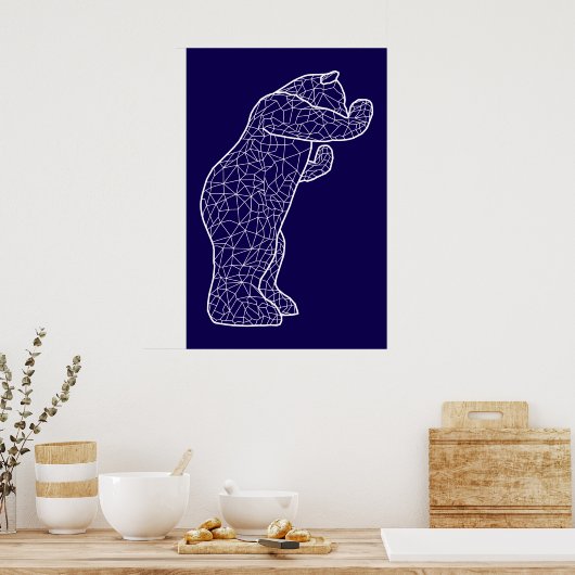 groot blauw beer poster (Keuken)