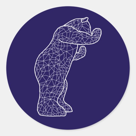 groot blauw beer ronde sticker (Voorkant)