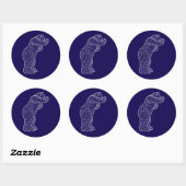 groot blauw beer ronde sticker (Vel)