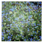 Groot, blauw en groen Glas in lood Manip. Foto Tegeltje (Voorkant)