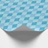 Groot blauw geruit inpakpapier met argylepatroon (Hoek)