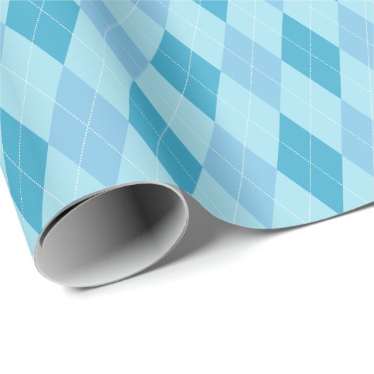 Groot blauw geruit inpakpapier met argylepatroon (Rol Hoek)