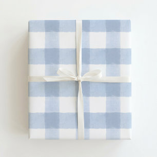 Groot blauw geruit kerstcadeaupapier cadeaupapier