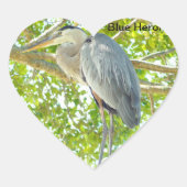 Groot blauw Heron vogel Hart Sticker (Voorkant)