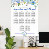 Groot blauw Hydrangea 10-tabel Zitkaart Poster (Thuiskantoor)