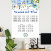 Groot blauw Hydrangea - 5-tabel Zitkaart Poster (Thuiskantoor)