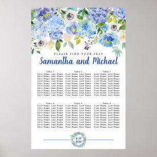 Groot blauw Hydrangea 6-tabel Zitkaart Poster