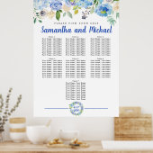 Groot blauw Hydrangea 7-tabel Zitkaart Poster (Keuken)