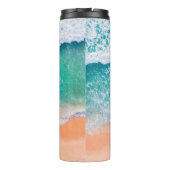 Groot blauw monogram, strand scene thermosbeker (Achterkant)