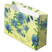 Groot blauw Roos printtas Cadeauzakje (Voorkant Gekanteld)