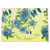 Groot blauw Roos printtas Groot Cadeauzakje (Voorkant)