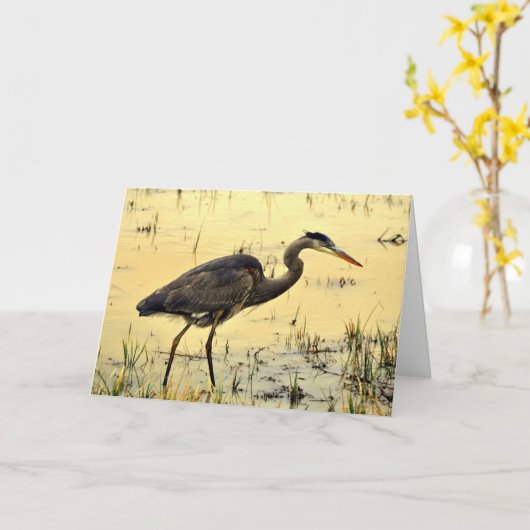 Groot Blauw Wenskaart Kaart (Gele Bloem)