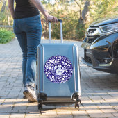 Groot Blauw Wit Konijnenmuurdecor Floral Delft Sticker (Koffer Insitu)