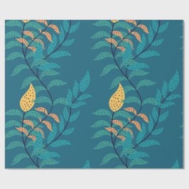 Groot blauwachtig botanisch patroon cadeaupapier
