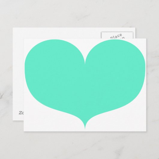 Groot Blauwgroen hart Briefkaart (Voorkant / Achterkant)