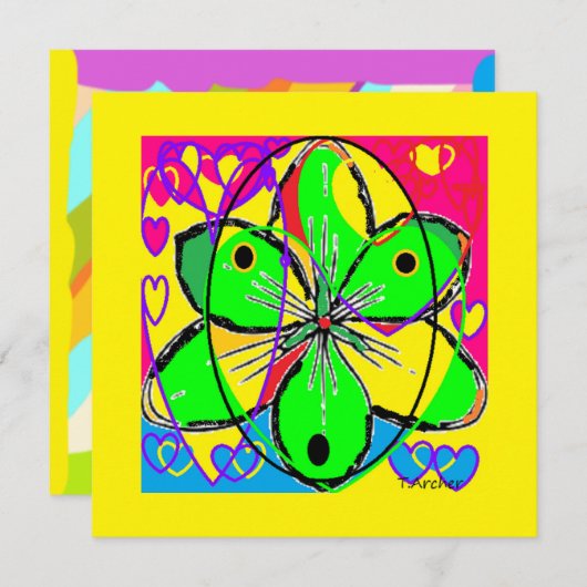 Groot bloem ondertekende origineel kunstontwerp ze (Voorkant / Achterkant)