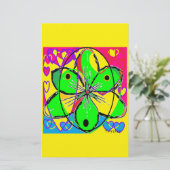 Groot bloem ondertekende origineel kunstontwerp ze briefpapier (Staand voorkant)